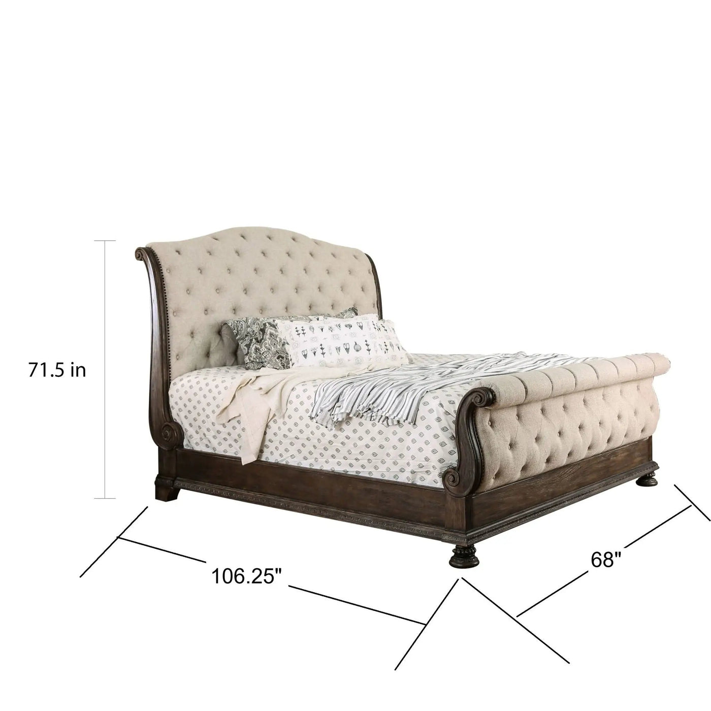 Sleigh Bed With Button Tufted Fabric Headboard And Footboard by Unique Piece Furniture