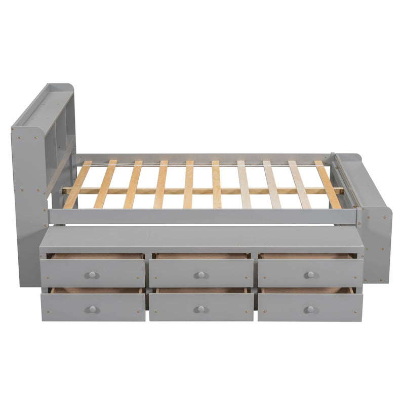 Bed With Bookcase Headboard, Under Bed Storage Drawers And Bed End Storage Case by HouseOfZazla