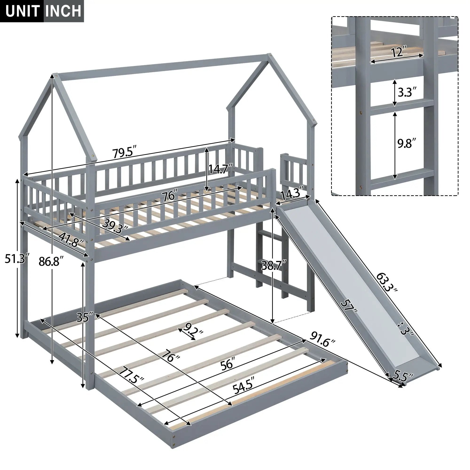 House Bunk Bed With Slide And Built In Ladder by Unique Piece Furniture