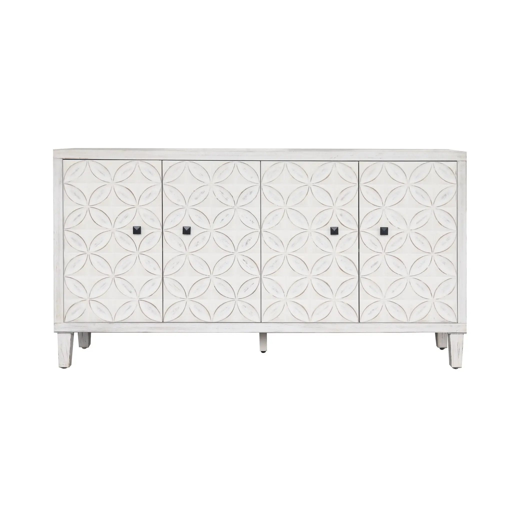 Accent Cabinet 4 Door Wooden Cabinet Sideboard Buffet Server Cabinet Storage Cabinet, For Living Room, Entryway, Hallway, Office, Kitchen And Dining Room - White Wash by Unique Piece Furniture