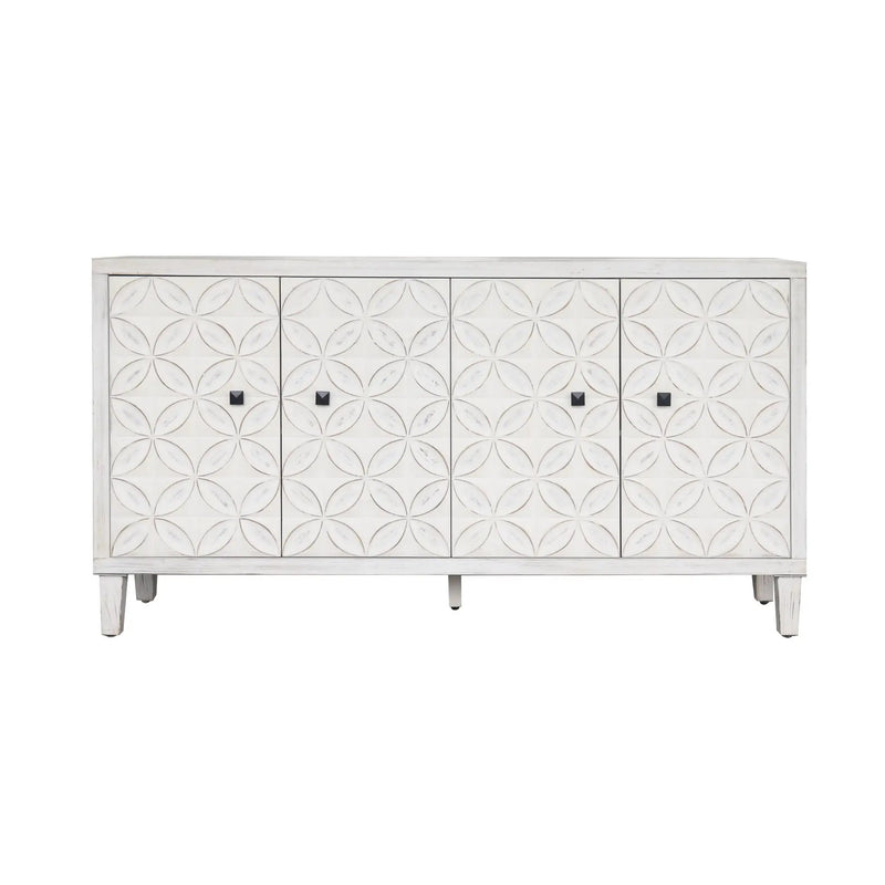 Accent Cabinet 4 Door Wooden Cabinet Sideboard Buffet Server Cabinet Storage Cabinet, For Living Room, Entryway, Hallway, Office, Kitchen And Dining Room - White Wash by Unique Piece Furniture