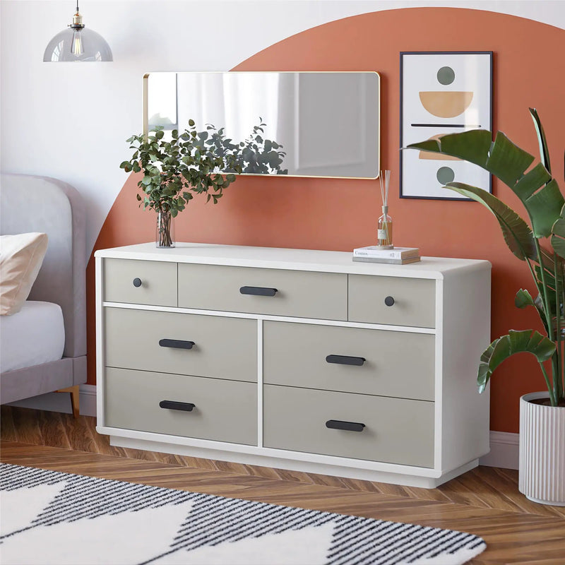 Valencia - 7 Drawer Wide Dresser - Taupe by Unique Piece Furniture