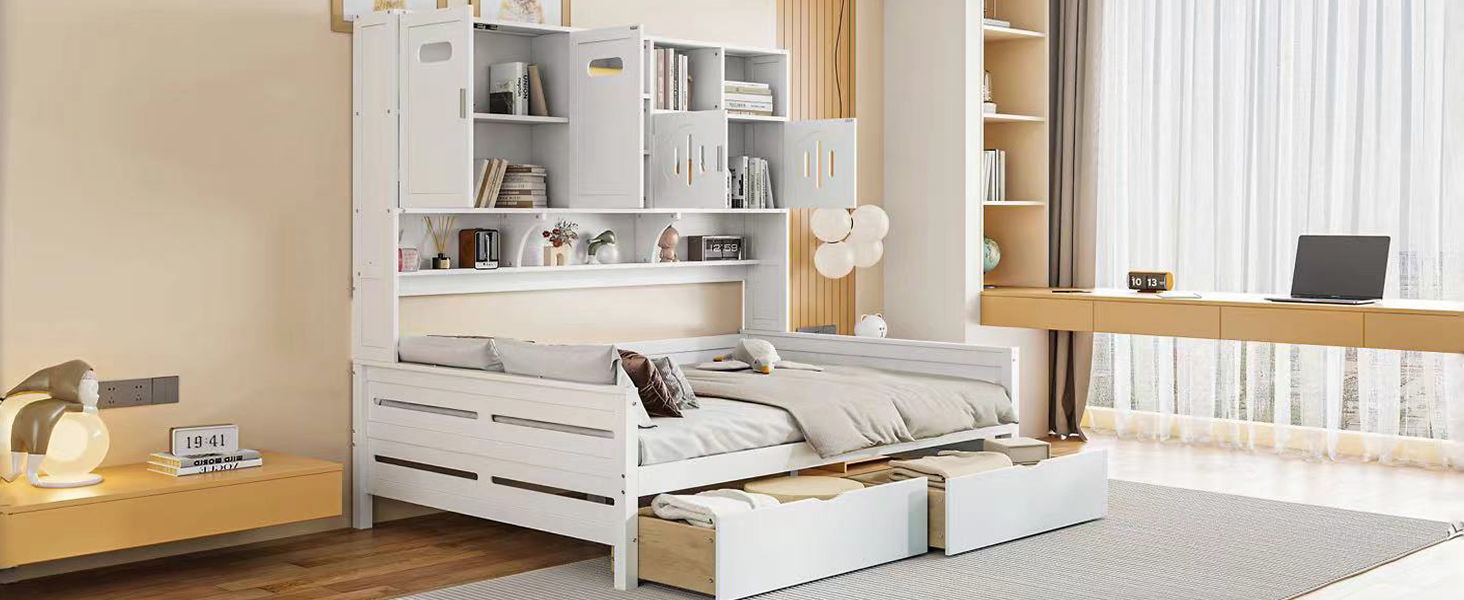 Daybed With All-In-One Cabinet And Shelf by HouseOfZazla