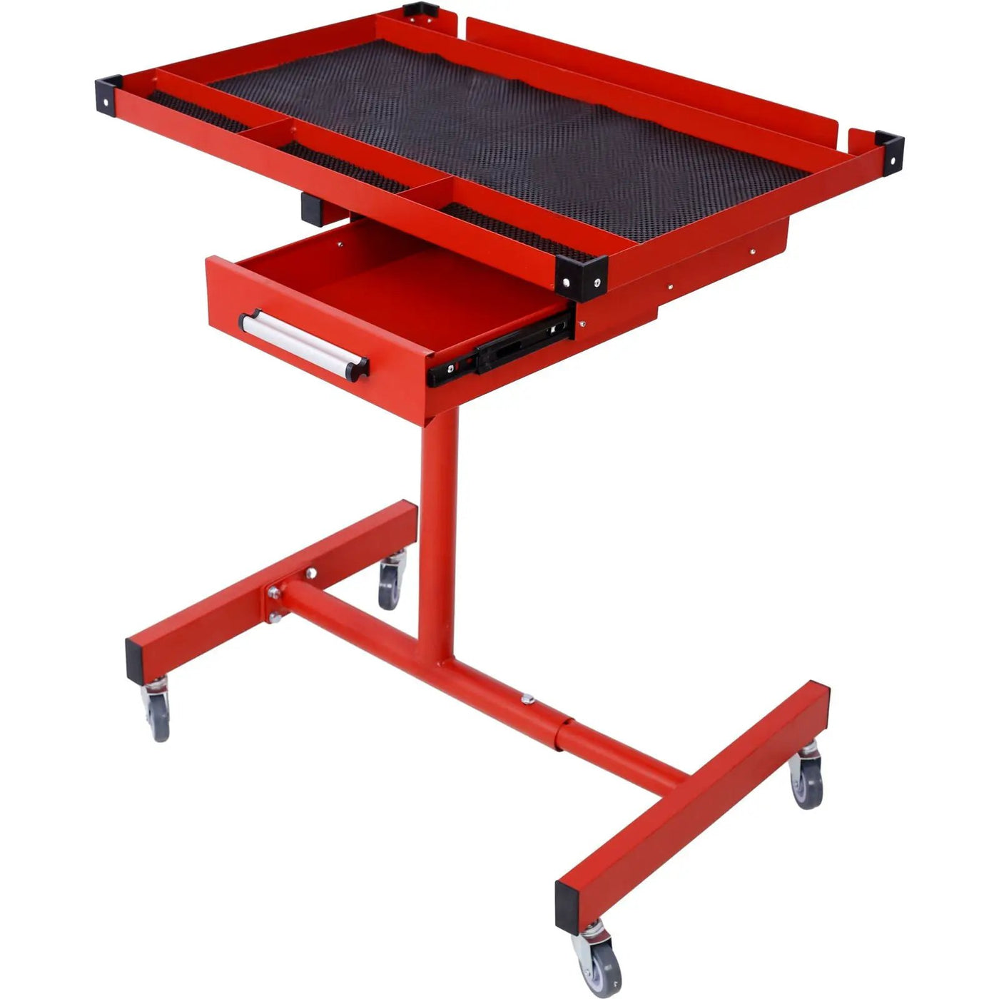 Adjustable Tear Down Work Table With Drawer For Garages, Repair Shops, And Diy, Portable, (4) 2.5" Swivel Casters, 220 Pound Capacity, Rubber Corners, Heavy Duty Steel by Unique Piece Furniture