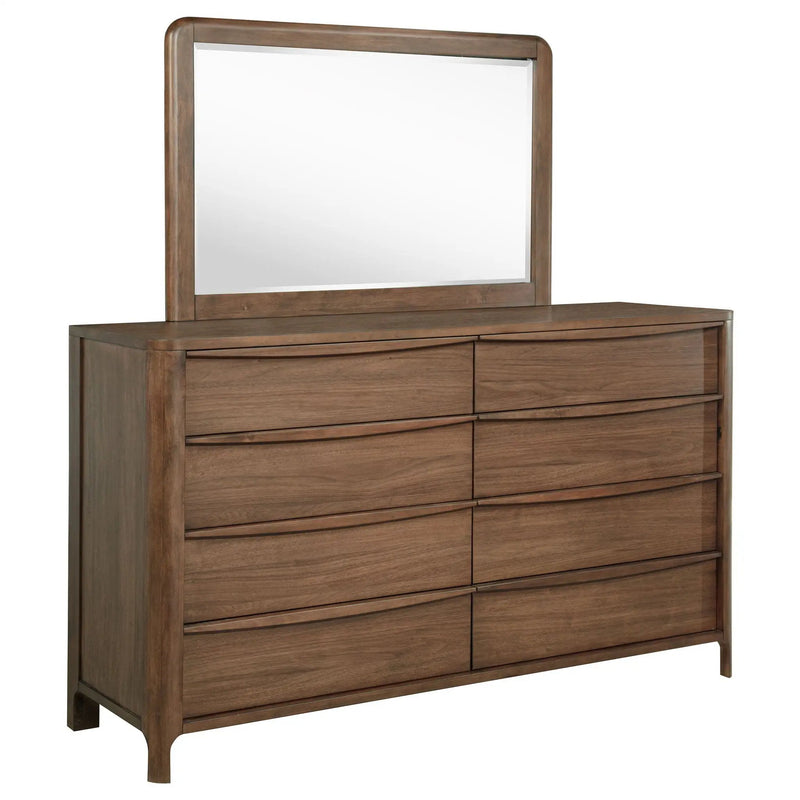 Maderia 8-drawer Dresser and Mirror Walnut by Unique Piece Furniture
