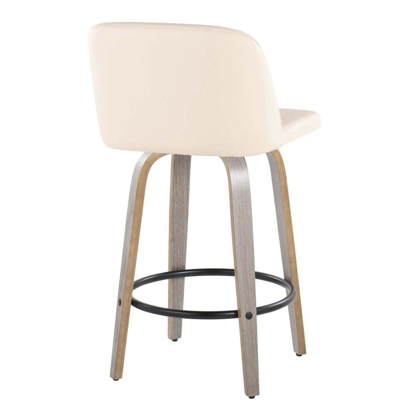 Toriano - Contemporary Fixed Height Counter Stool With Swivel & Round Footrest (Set of 2) by HouseOfZazla