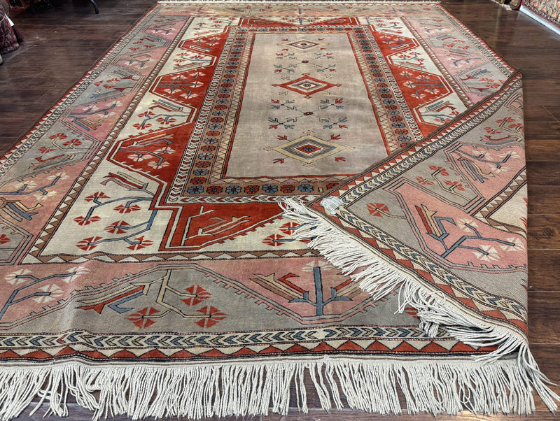 Large Turkish Milas Rug 10x13, Gray, Vintage, Wool on Wool by Jewel Rugs