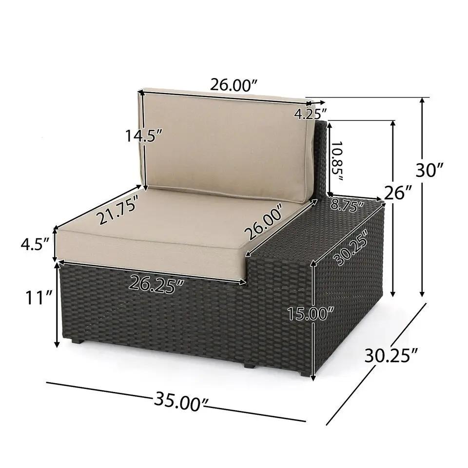 Santa Cruz - 8 Piece Outdoor Sectional Set - Dark Brown by HouseOfZazla