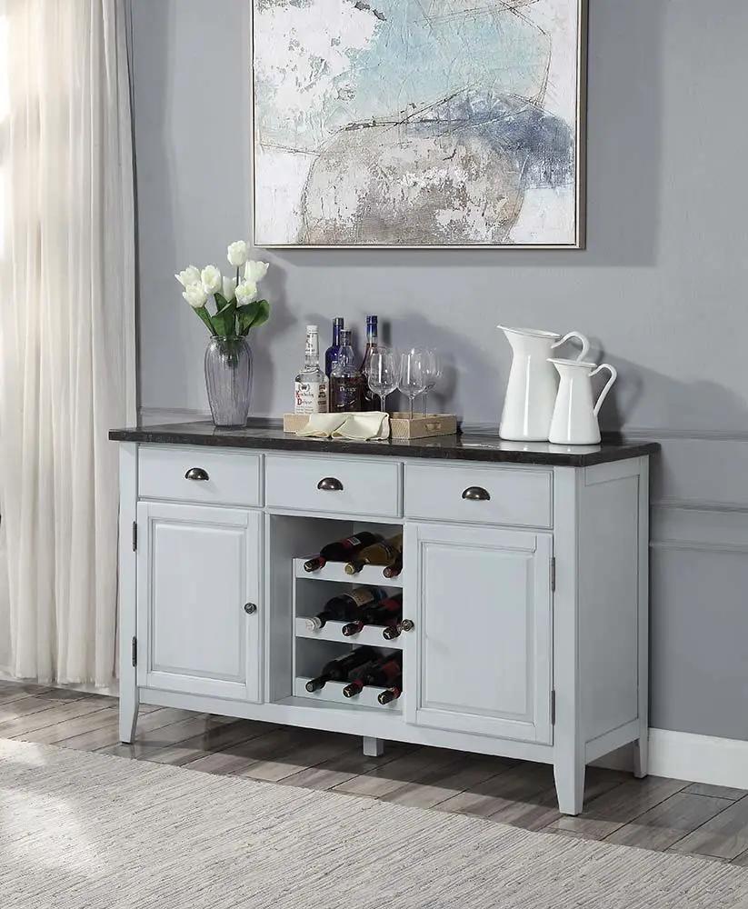 Lanton - Server - Natural Marble & Antique White by Unique Piece Furniture