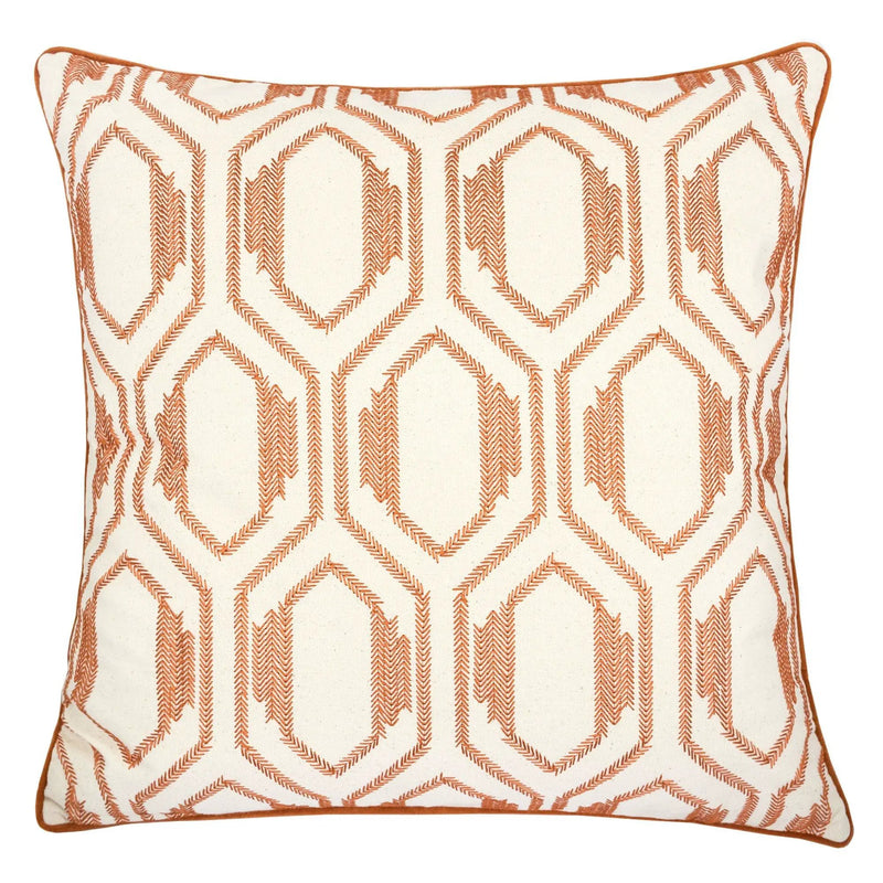 Geometric Embroidered Throw Pillow - Rust by HouseOfZazla