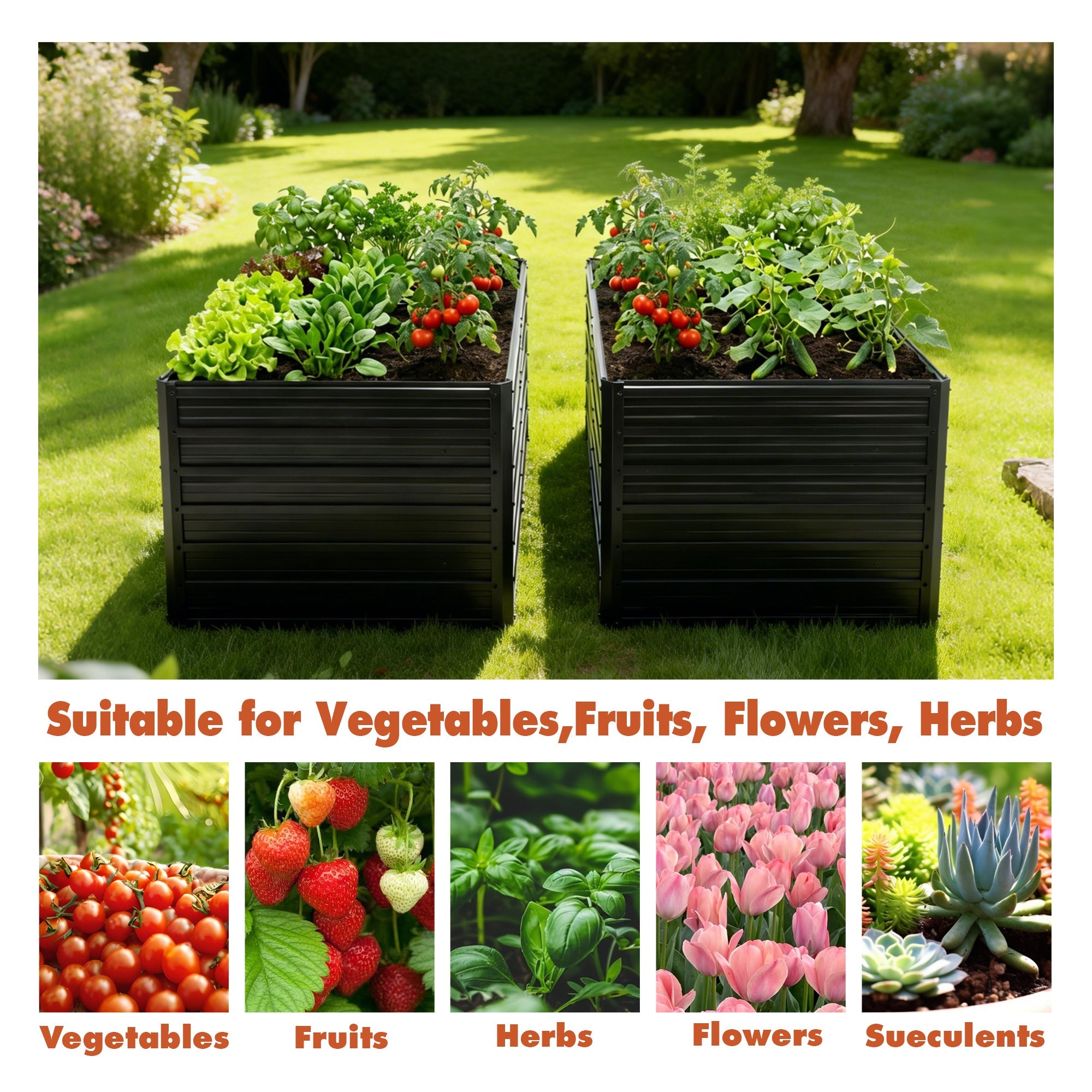 2 Pack Metal Raised Garden Bed Kit Outdoor - 8x4x2 FT Galvanized Planter Boxes Set by HouseOfZazla