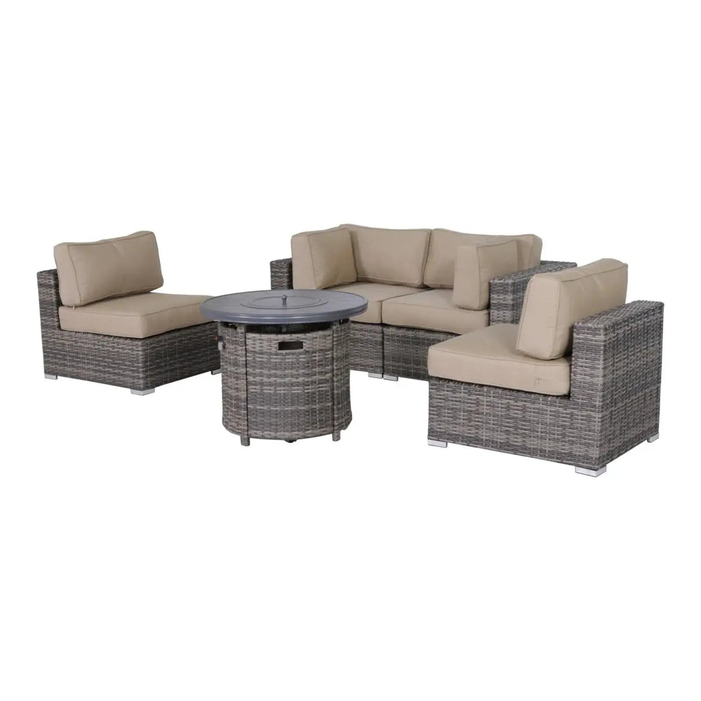 Wicker Outdoor Lounge Set With Cushions And Fire Pit by HouseOfZazla