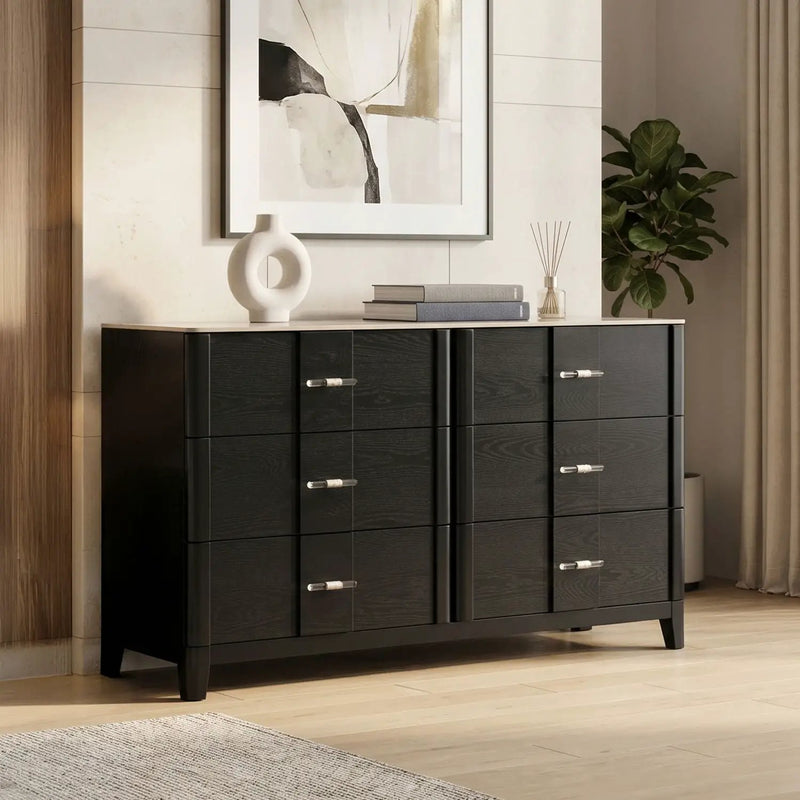 Opel - 6 Drawer Dresser - Black by HouseOfZazla