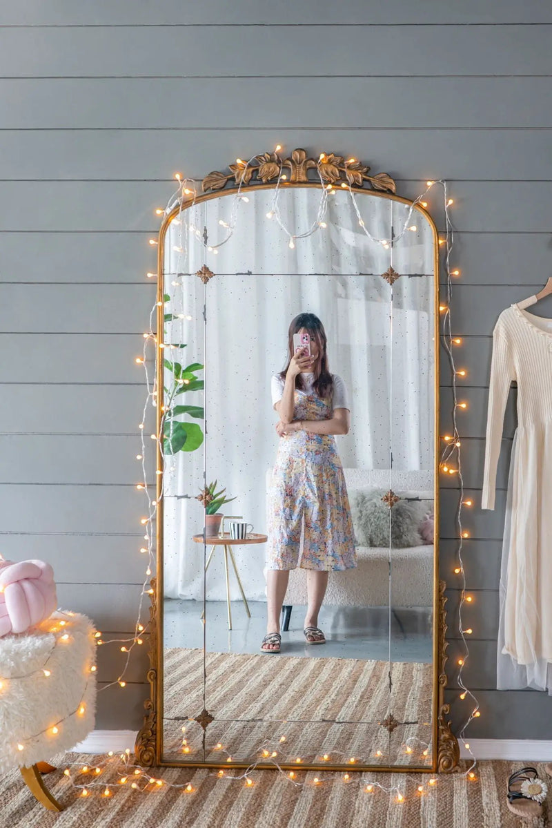 Lavish - Full Length Mirror, AntiqueMetal Floor Mirror For Living Room, Bedroom - Gold by Unique Piece Furniture