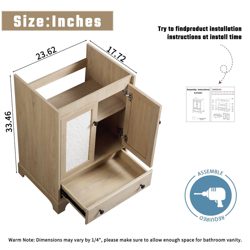 Bathroom Vanity With Basin, 1 Drawer Free Standing Storage - Brown by HouseOfZazla