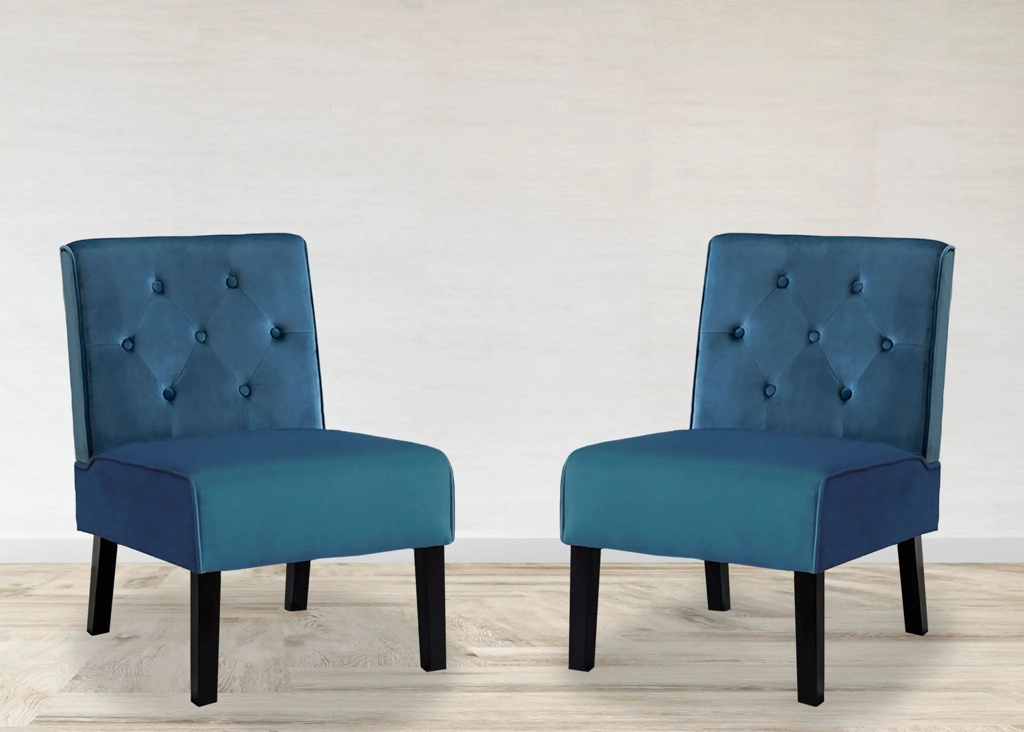 Reese - Living Room Armless Button Tufted Pattern Accent Chair (Set of 2) by HouseOfZazla