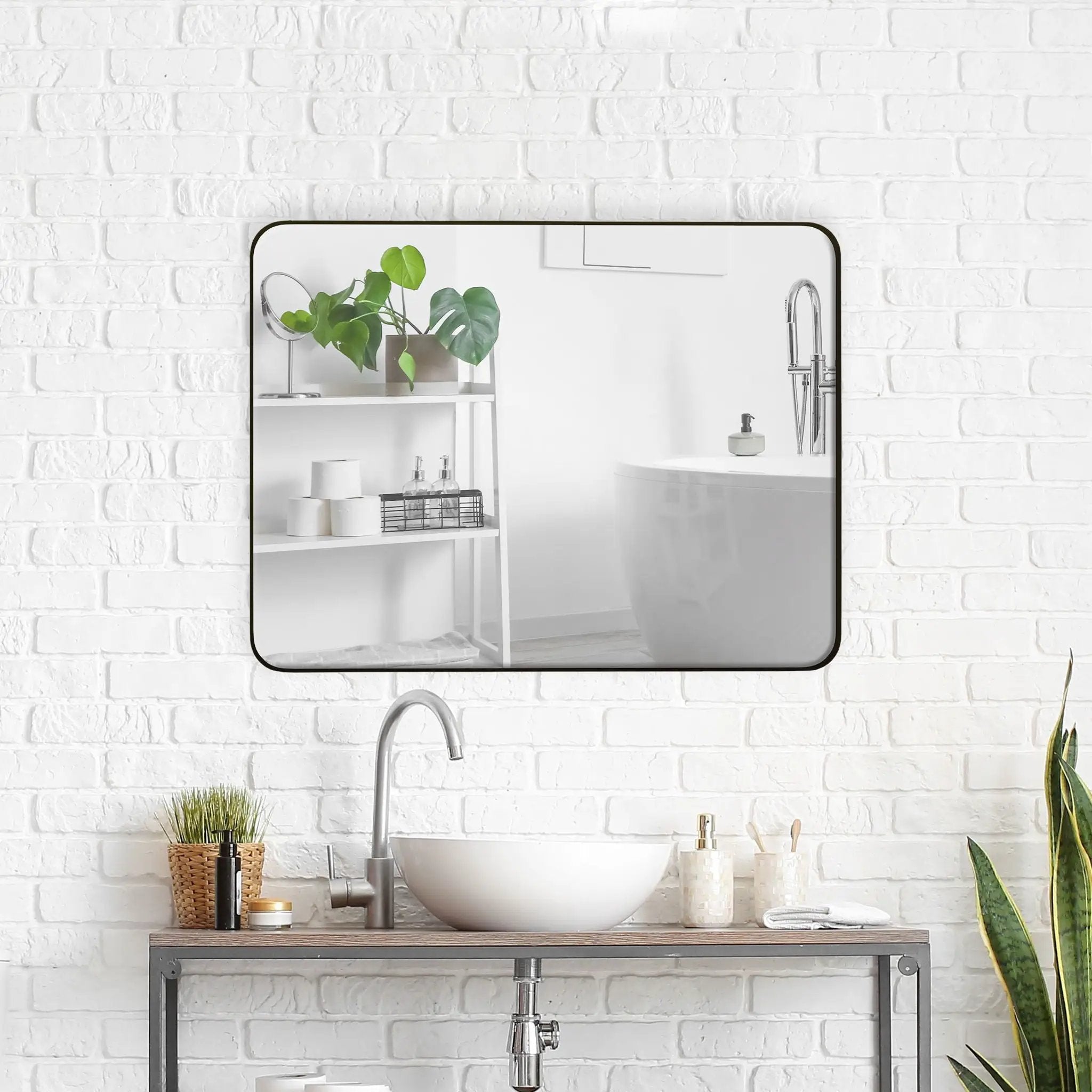 Wall Mirror Rectangular Mirror Metal Framed Mirror Vanity Mirror Dressing Mirror, For Bathroom, Living Room, Bedroom by Unique Piece Furniture