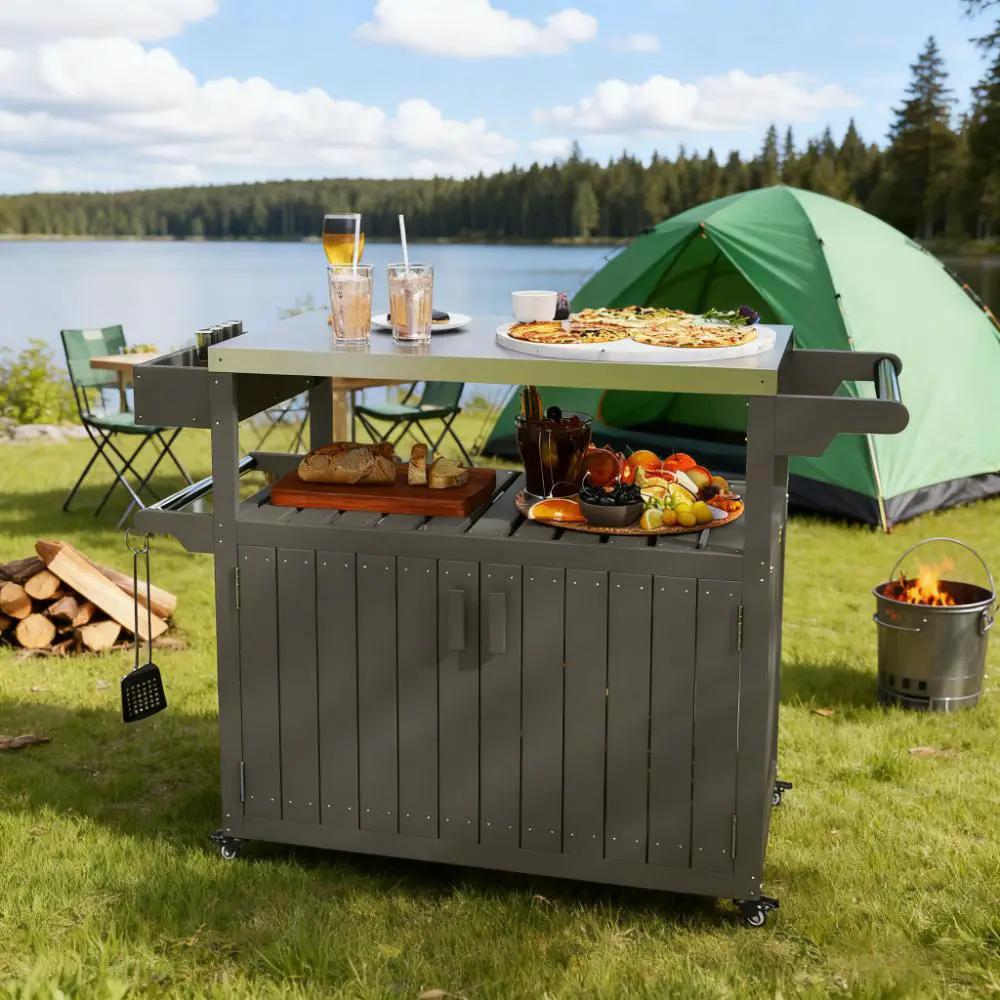 Convenient Outdoor Bar Cart with Storage and Wheeled Kitchen Island by HouseOfZazla