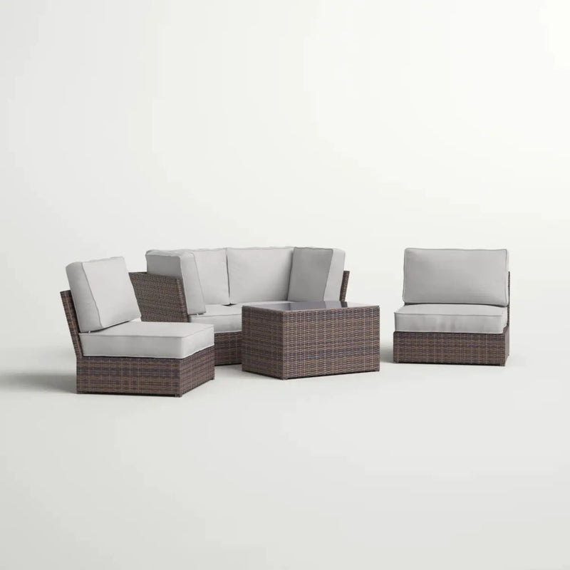 Comfortable Modern Patio Rattan Sectional Set With Cushions by HouseOfZazla
