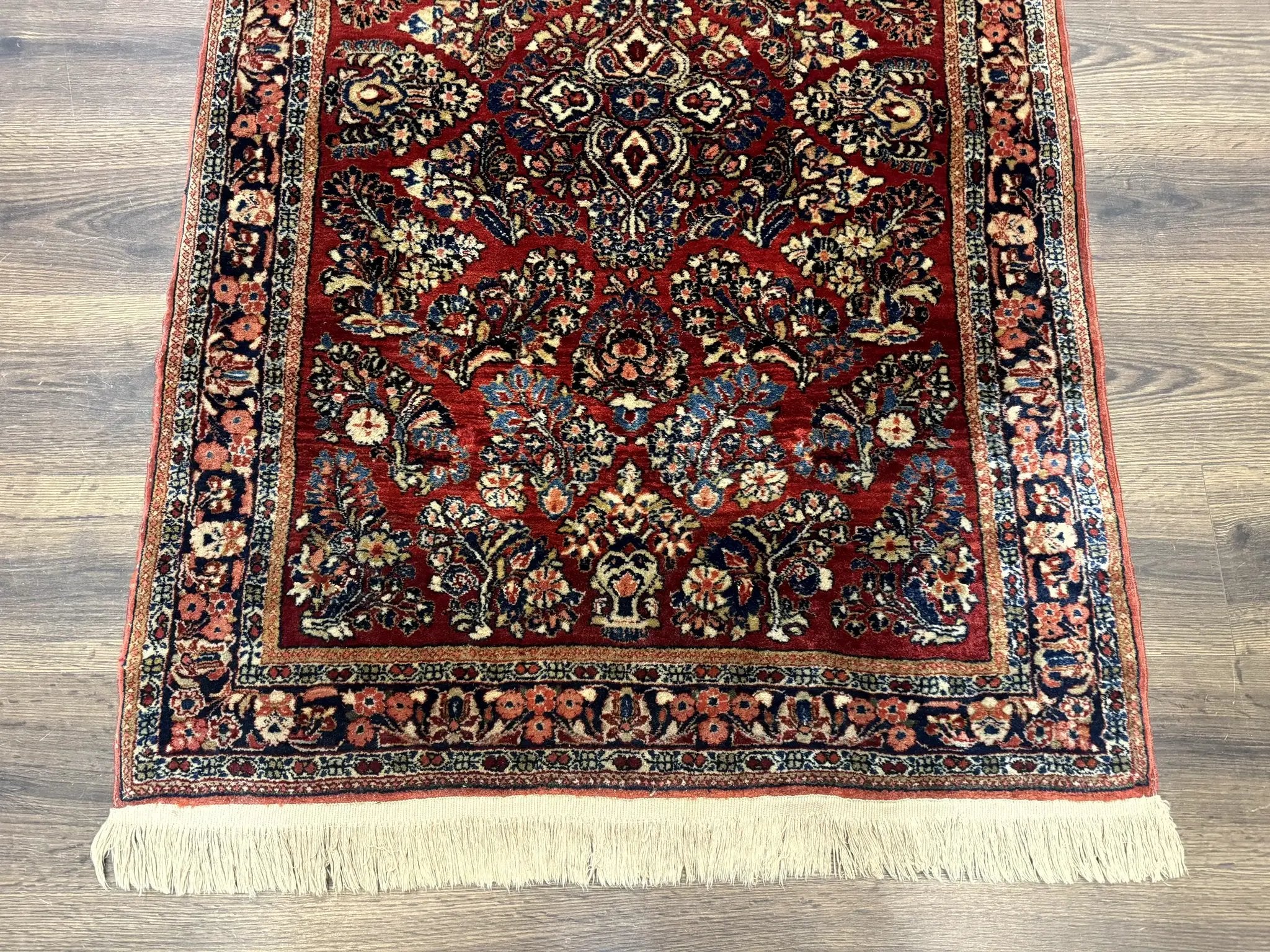 Antique Persian Sarouk Rug 3x5, Red, Floral, 200 KPSI by Jewel Rugs