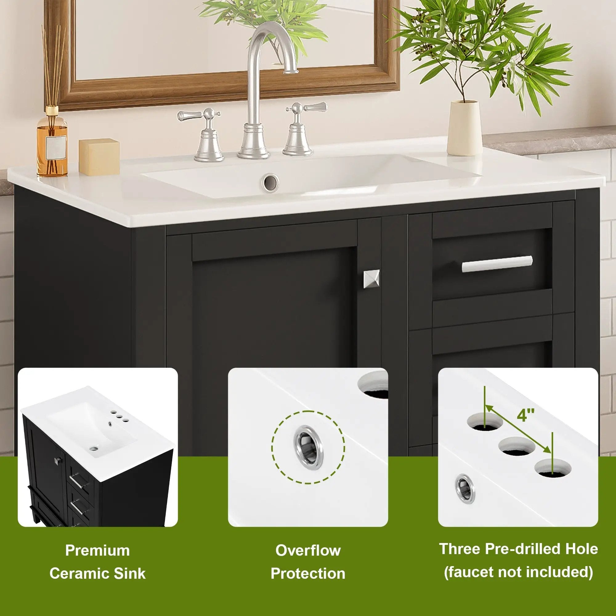30" Bathroom Vanity with Sink Combo Set by HouseOfZazla