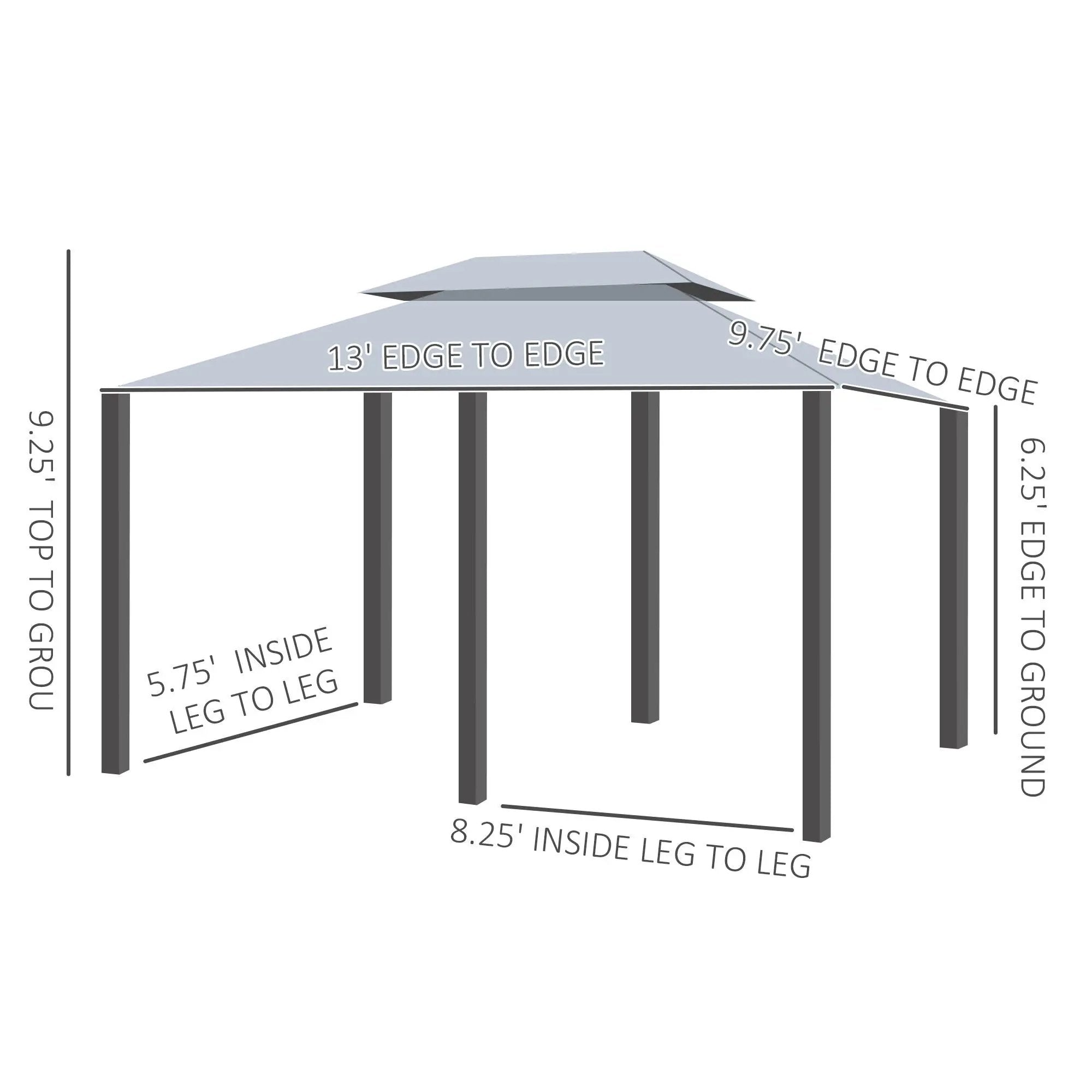 Outsunny - Patio Gazebo, Outdoor Gazebo Canopy Shelter With Curtains, Vented Roof, Steel Frame For Garden, Lawn, Backyard And Deck, - Sage Gray by Unique Piece Furniture