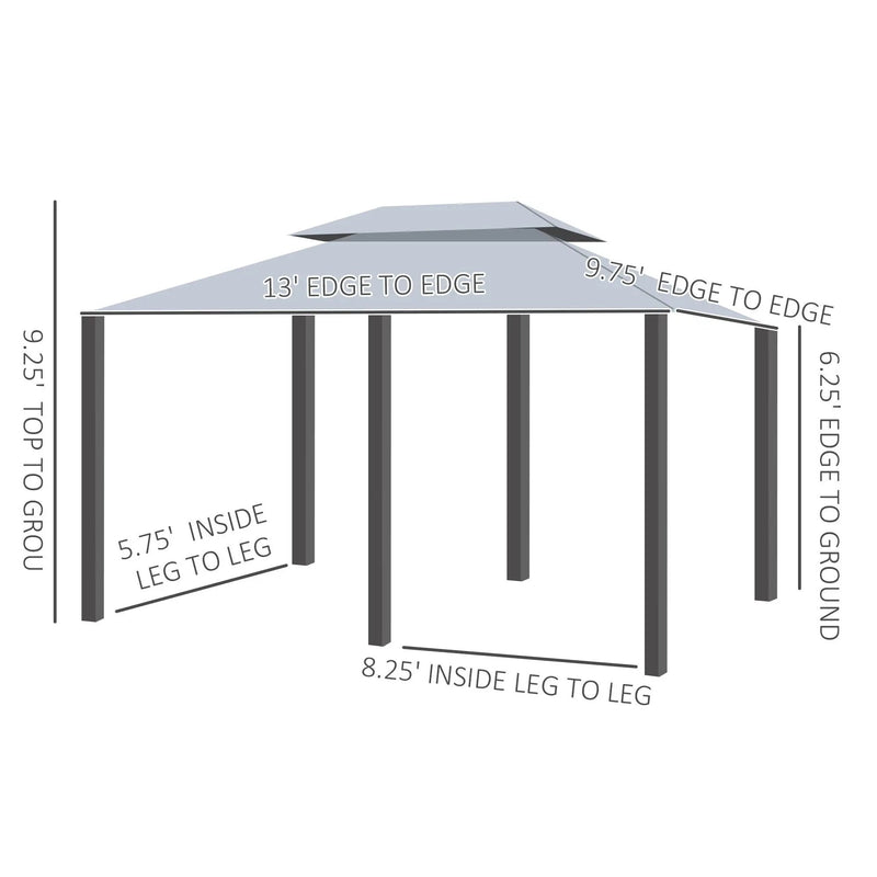 Outsunny - Patio Gazebo, Outdoor Gazebo Canopy Shelter With Curtains, Vented Roof, Steel Frame For Garden, Lawn, Backyard And Deck, - Sage Gray by Unique Piece Furniture