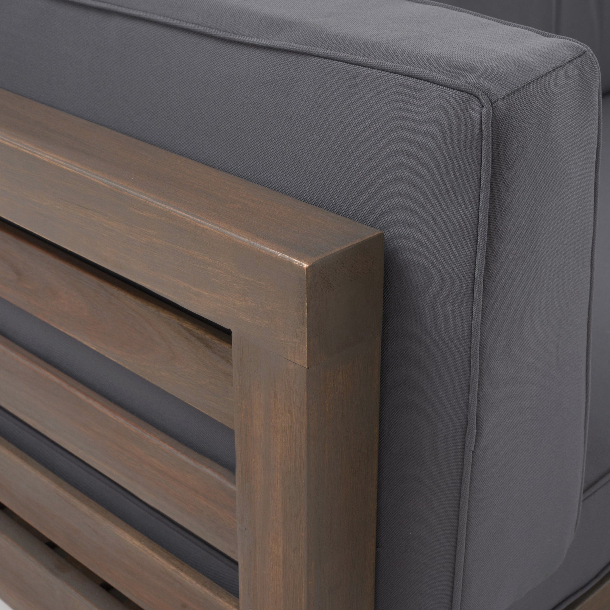 Oana Outdoor Wooden Sectional Set with Cushions, Dark Grey by HouseOfZazla