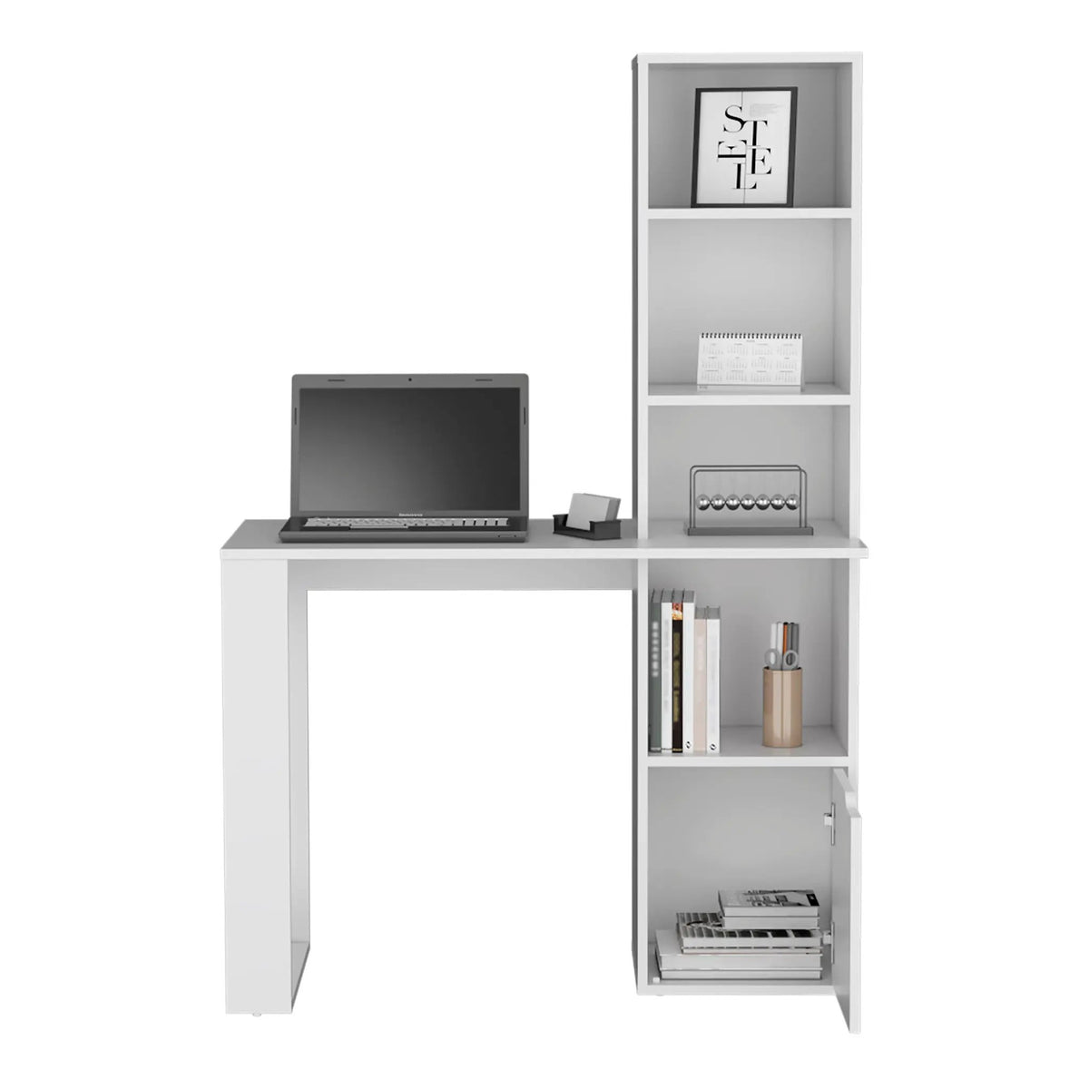 Iowa Computer Desk with 1-Cabinet and 4-Tier Bookcase by HouseOfZazla
