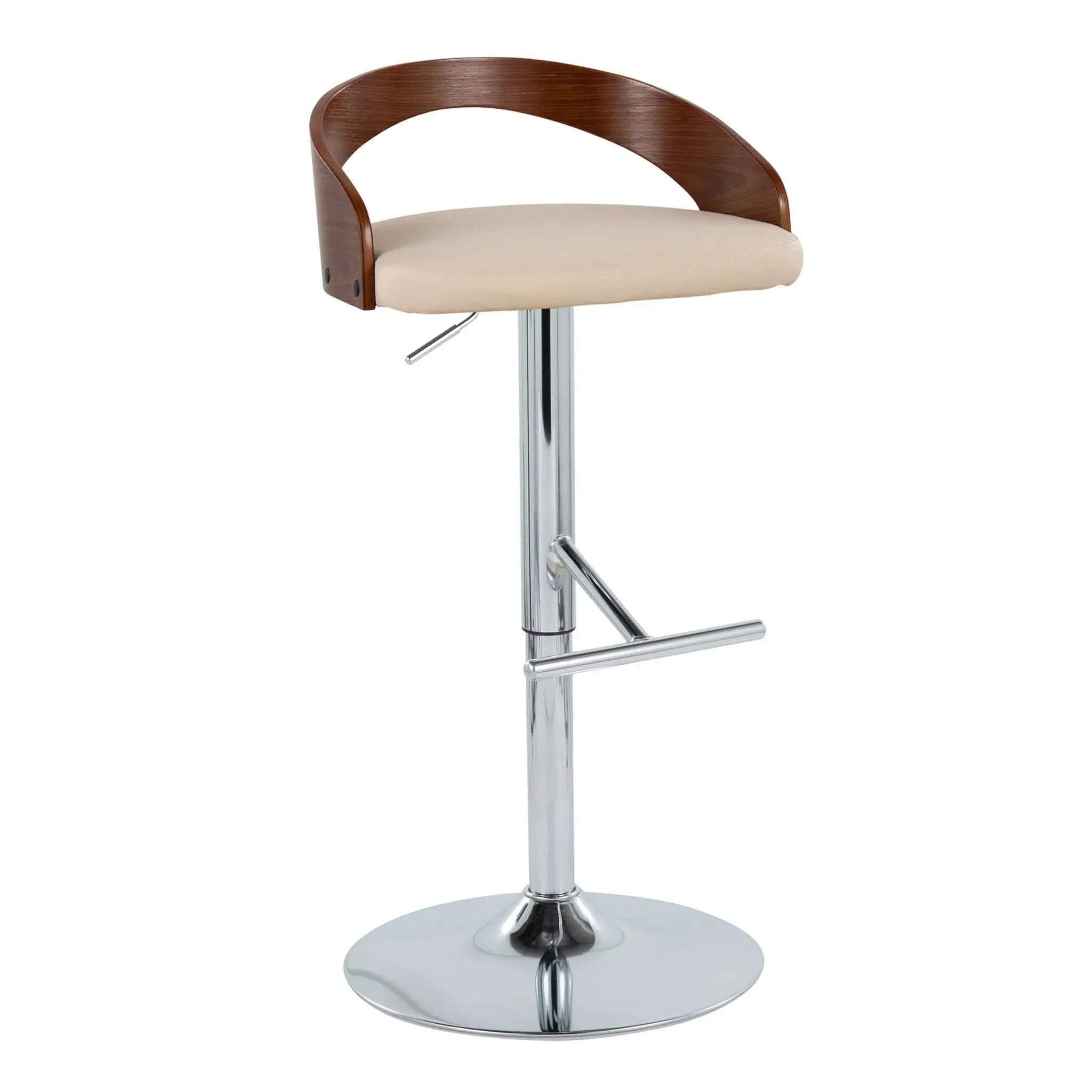 Grotto - Mid Century Modern Adjustable Height Barstool, Swivel With Straight T Footrest (Set of 2) by Unique Piece Furniture