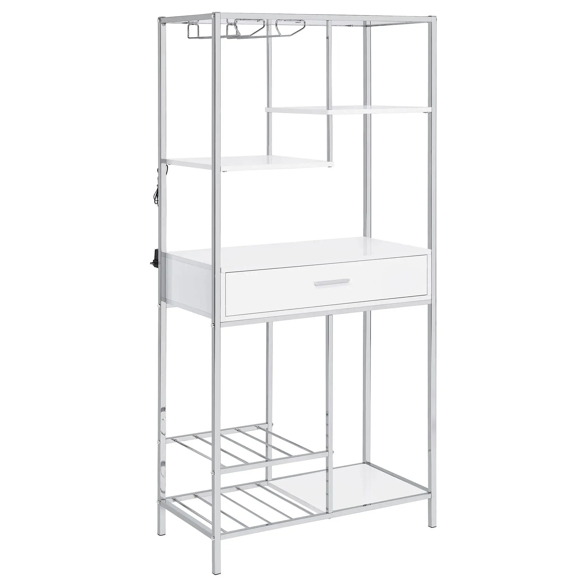 Draper - 5 Shelf LED Wine Cabinet With Pull Out Drawer - Gloss White