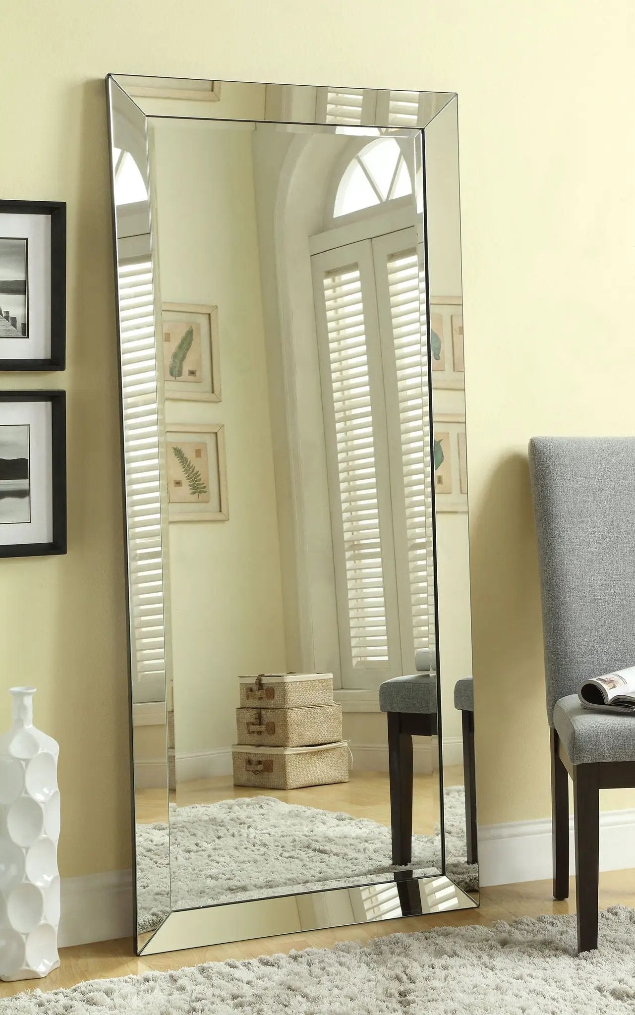 Barnett 30 x 70 Inch Full Length Floor or Wall Mirror Silver by Unique Piece Furniture
