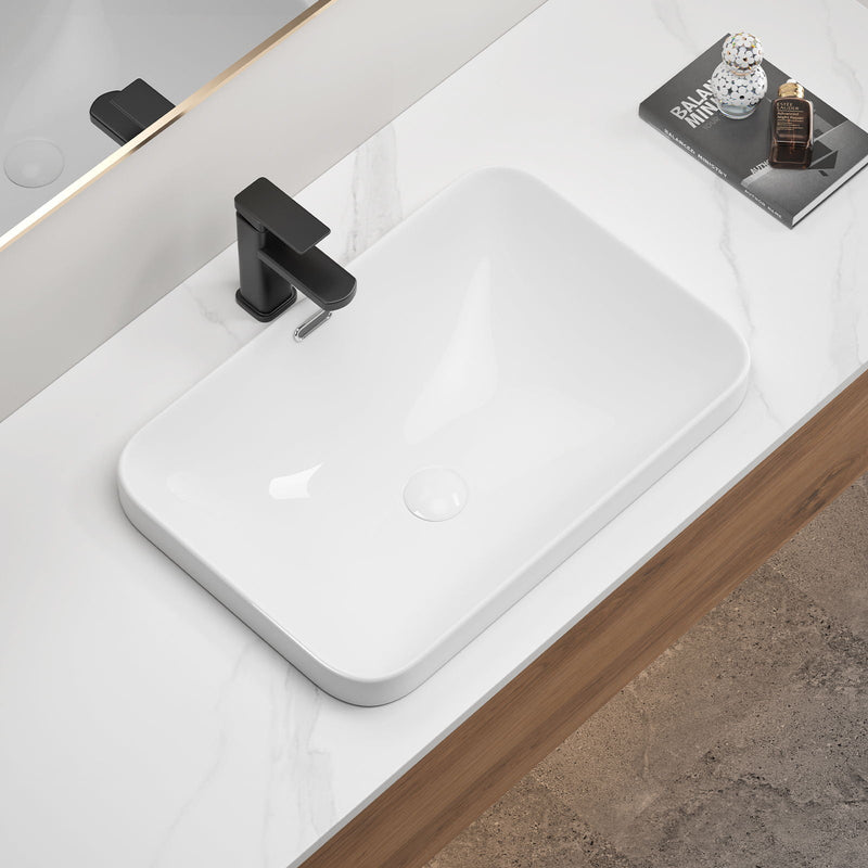 Undermount Bathroom Sink, Vessel Basin For Vanity Countertop - Milk White by HouseOfZazla