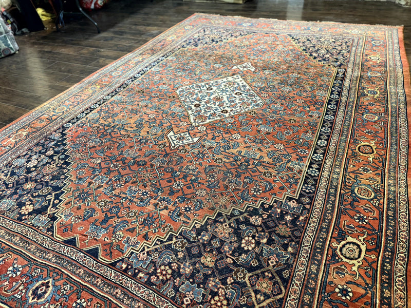 Antique Persian Bidjar Rug 8x12, Rare Persian Carpet by Jewel Rugs