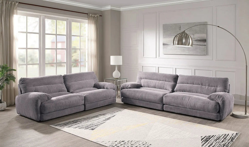Cadenza - Corduroy 2 Piece Living Room Set - Gray by HouseOfZazla
