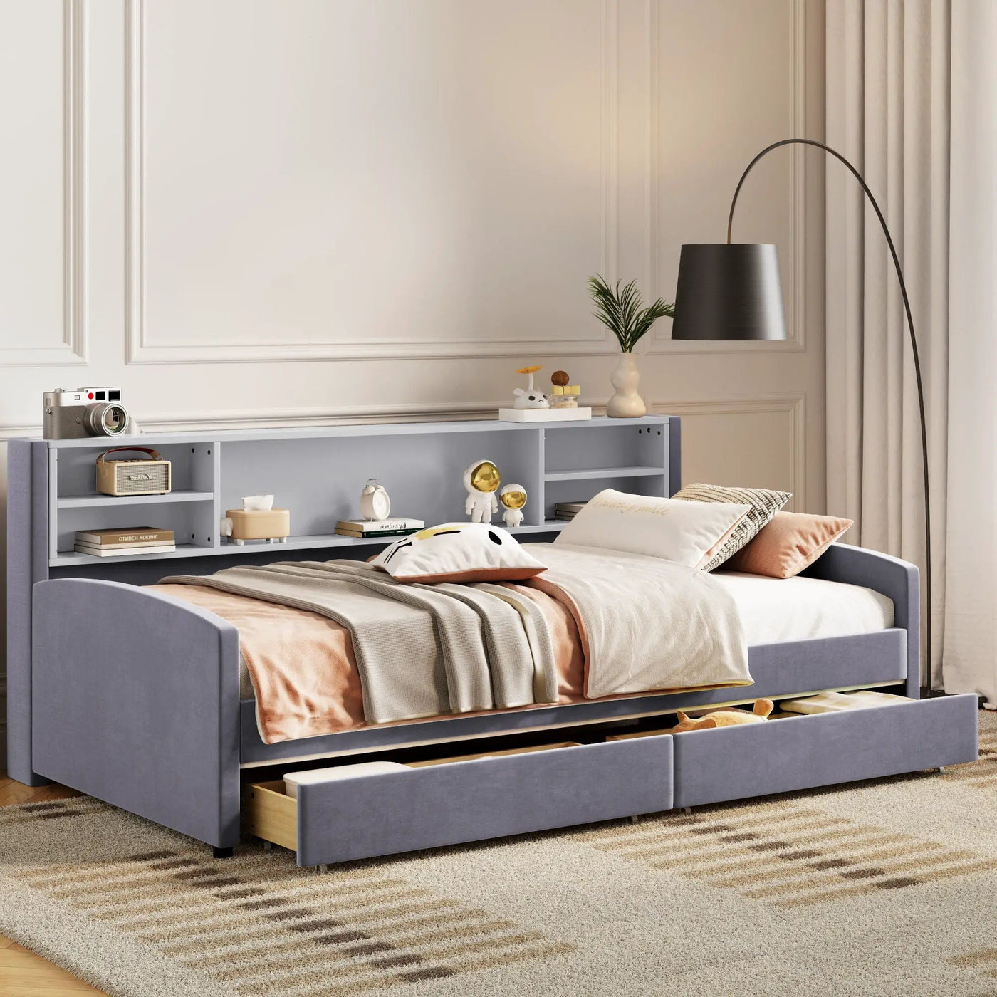 Luxurious Upholstered Platform Bed With Storage Drawers by Unique Piece Furniture