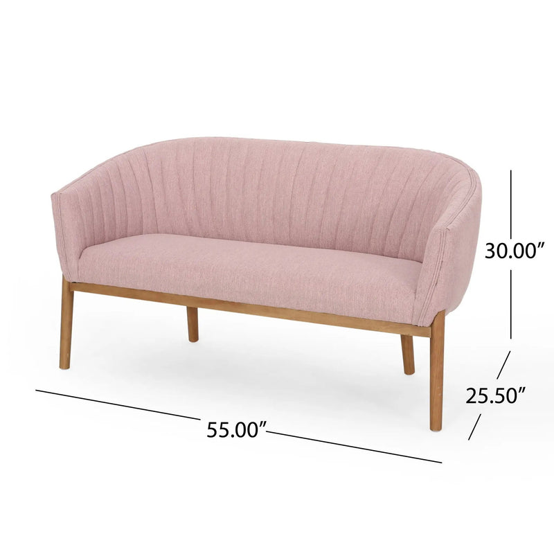 Mid Century Modern Loveseat With Channel Stitched Backrest by HouseOfZazla