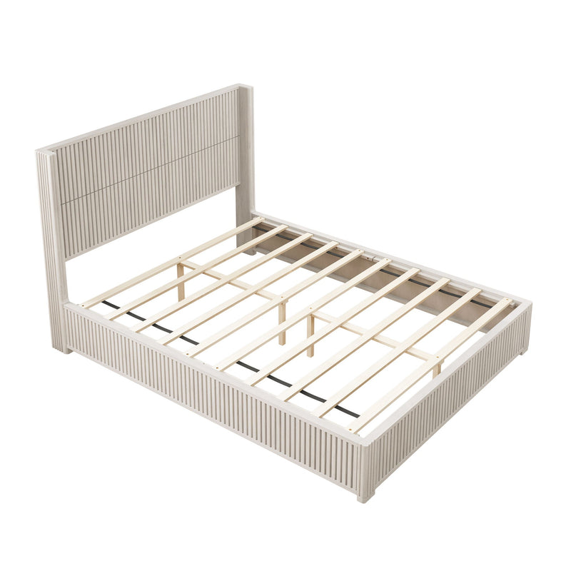 Platform Bed Frame With Headboard, Floor Standing Design by HouseOfZazla