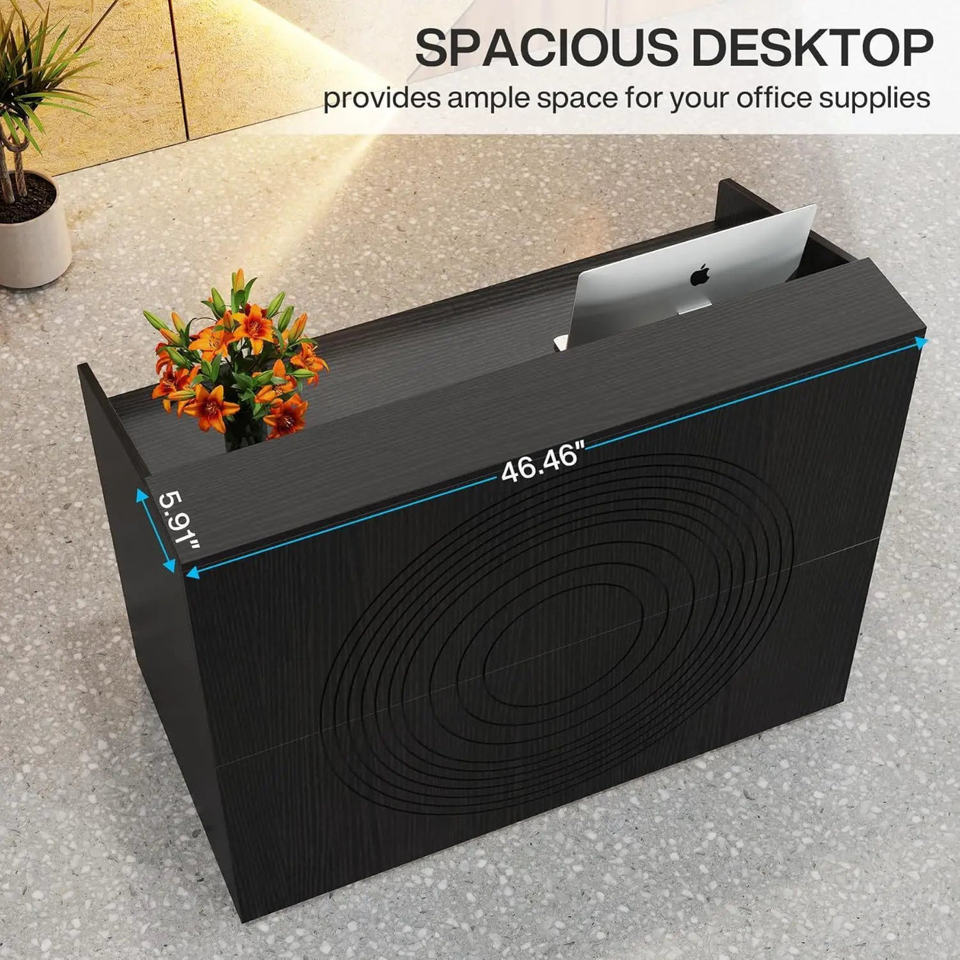 Modern Reception Desk, Front Desk Table With Cable Grommet & Privacy Panels by HouseOfZazla