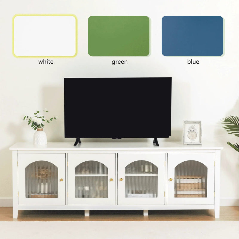 StylishTVcabinet Entertainment CenterTV Stand, TVconsoletable, Media Console, Solidwood Frame, Changhong Glass Door, Metal Handle by Unique Piece Furniture