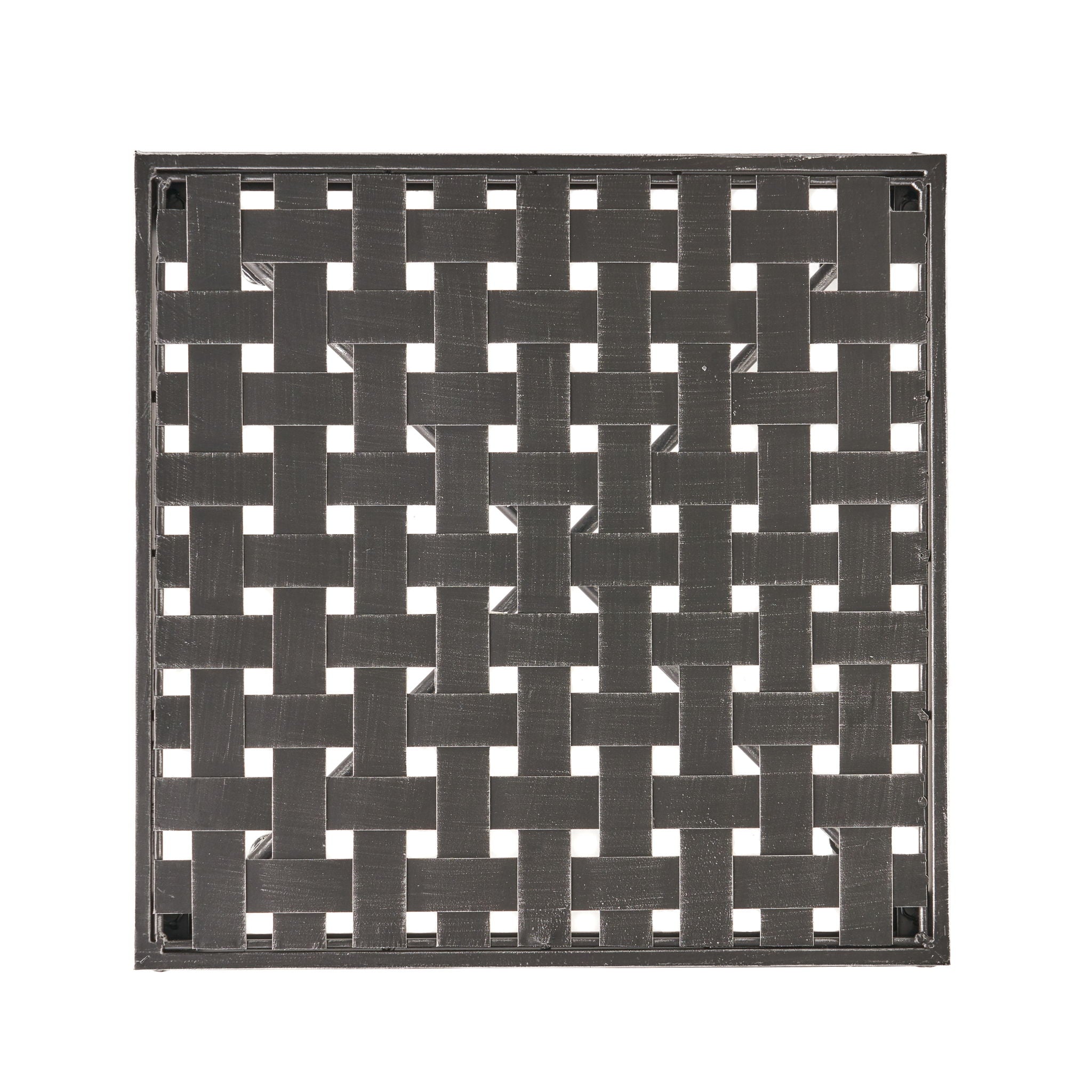 Outdoor Square Side Table with X Shaped Iron Frame - Black by HouseOfZazla
