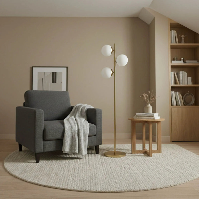 Brilliance - Modern Floor Lamp, Opal Shades And Round Base - Clear / Gold by Unique Piece Furniture