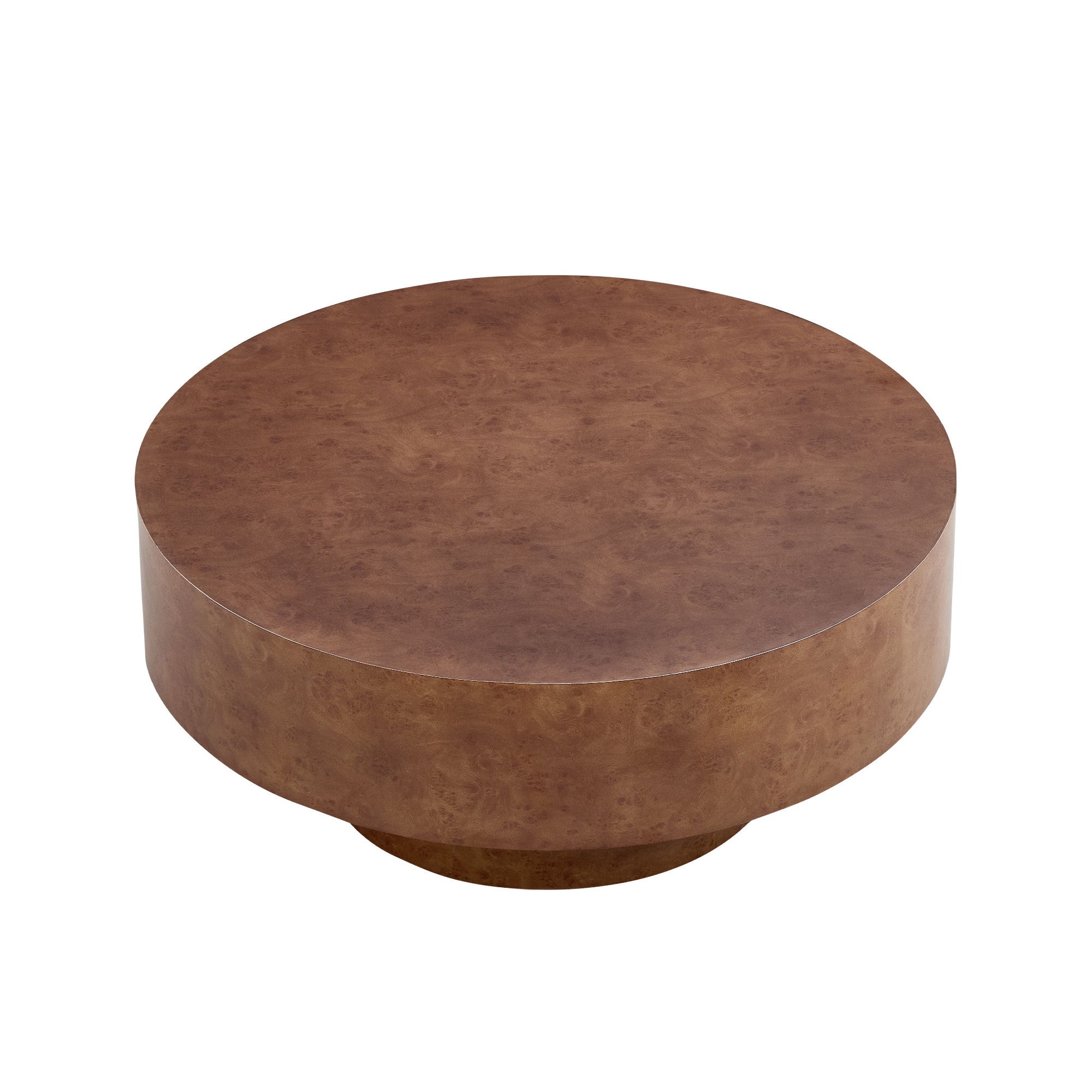 31.49'' Faux Burl Wood Pattern Round Coffee Table with Sturdy Pedestal by HouseOfZazla