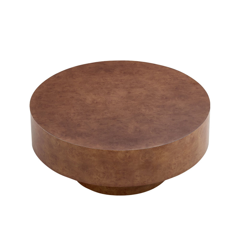 31.49'' Faux Burl Wood Pattern Round Coffee Table with Sturdy Pedestal by HouseOfZazla