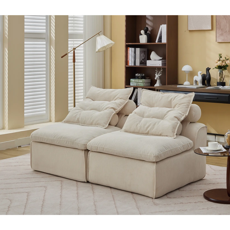 Modular Sofa with Neck and Lumbar Pillows - 2 Seats by HouseOfZazla