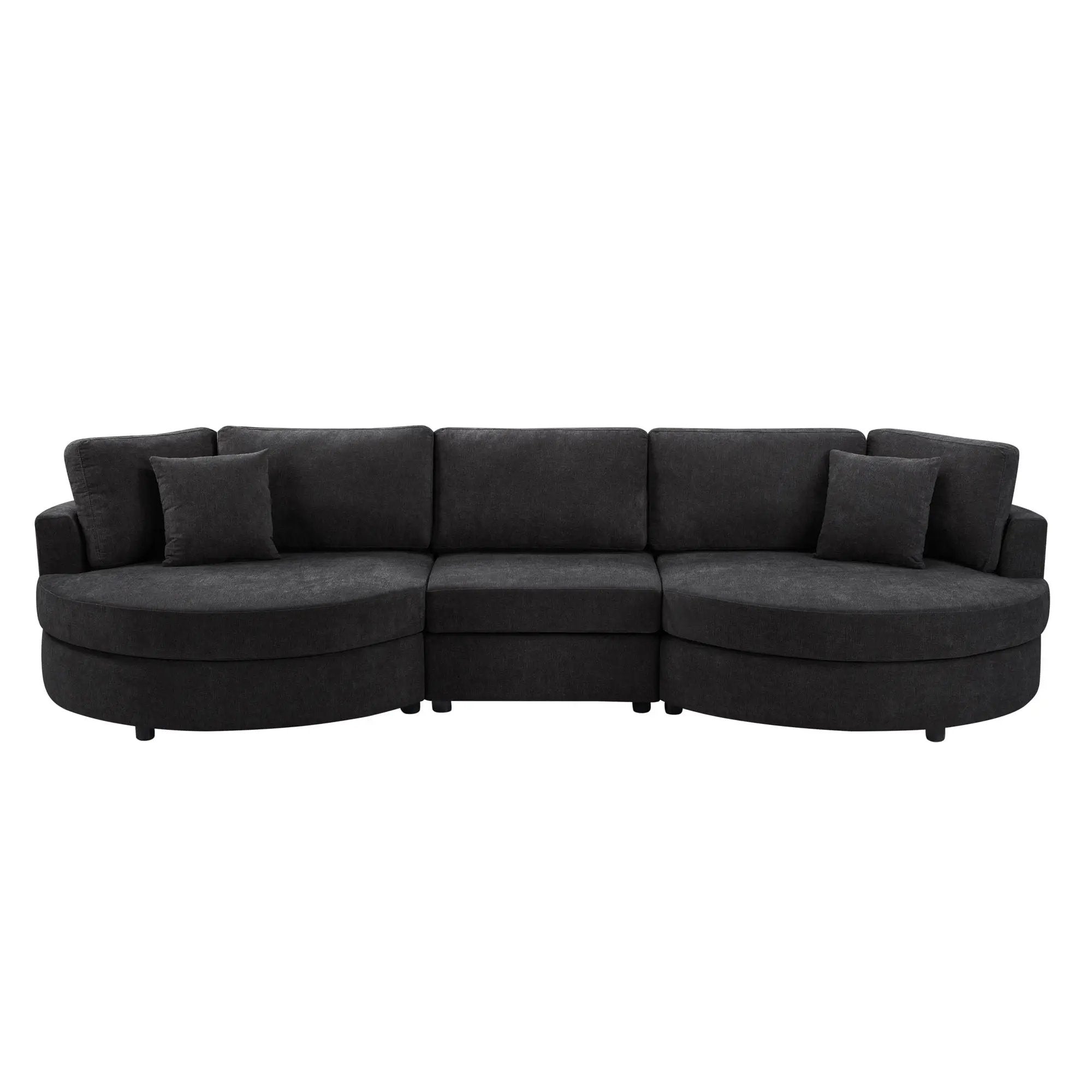 Modern 3 Seater Upholstered Sofa With Curved Design by HouseOfZazla