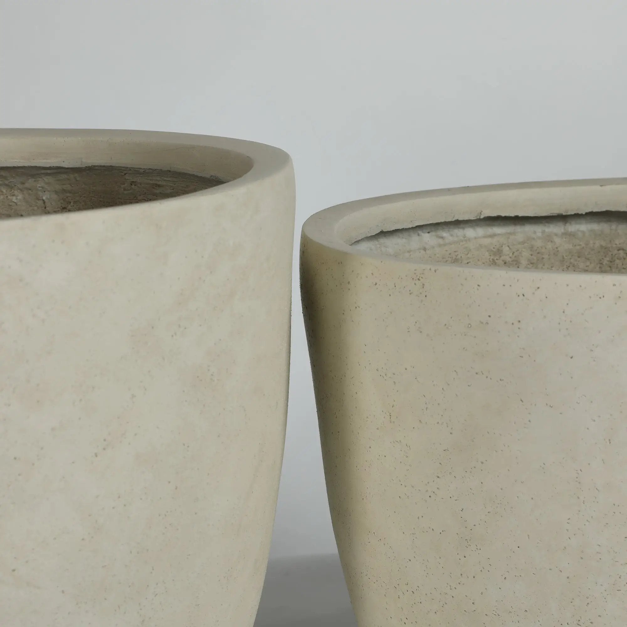 Round Concrete Planter Set of 2, Large Outdoor Indoor Handmade Rustic Decorative Planter Pots with Drainage Holes by HouseOfZazla