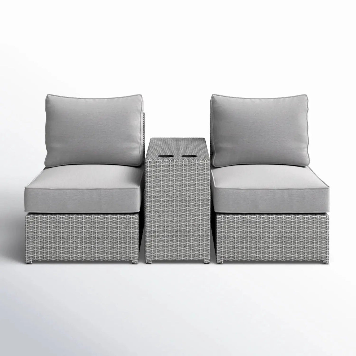 2 Person Wicker Conversation Set With Cushions, Weather Resistant by HouseOfZazla