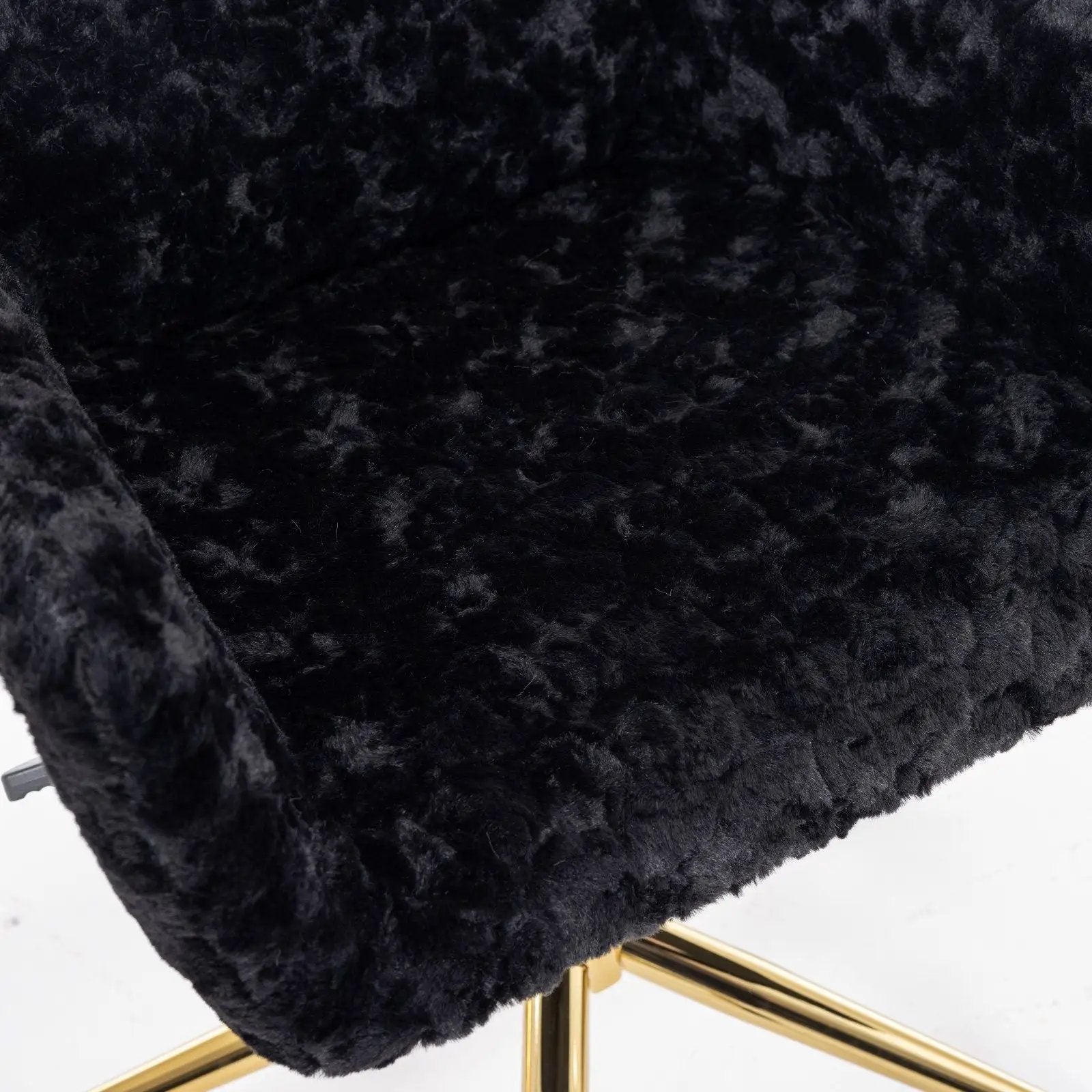 Office Chair, Artificial Rabbit Hair Home Office Chair With Metal Base, Adjustable Desk Chair Swivel Office Chair, Vanity Chair by HouseOfZazla