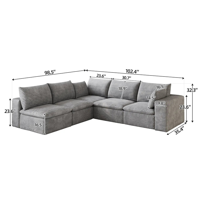 Cloud Sofa - 99*103" Corduroy Fabric by HouseOfZazla